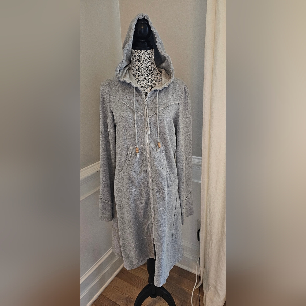 Prairie Underground Longline Hoodie Organic Cotton Gray Heather LARGE